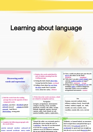 高中英语 Sailing the oceans-Learning about language课件 新人教版选修9 课件