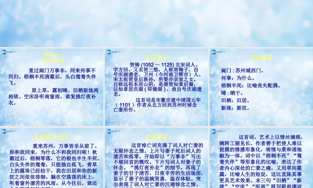 高考语文 语言表达专题 贺铸课件