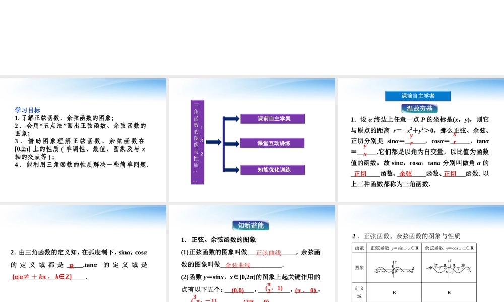 高中数学 第一章132三角函数的图象与性质(一)精品课件 苏教版必修4 课件