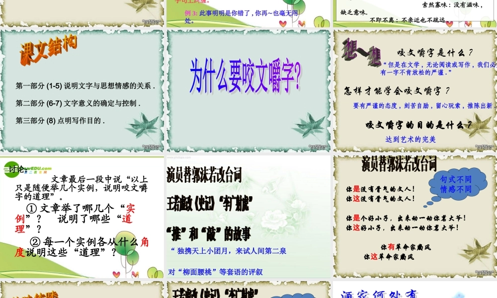 高中语文 第三单元第九课咬文嚼字课件 新人教版必修5 课件