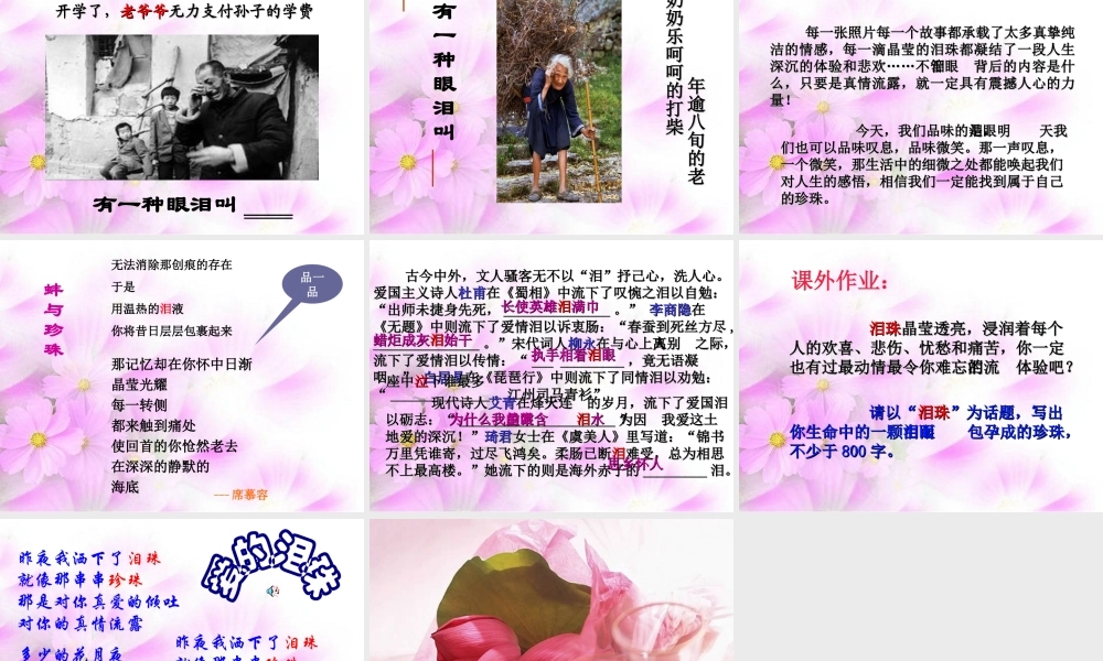 泪珠与珍珠四川地区高二语文课件 新课标 人教版 课件