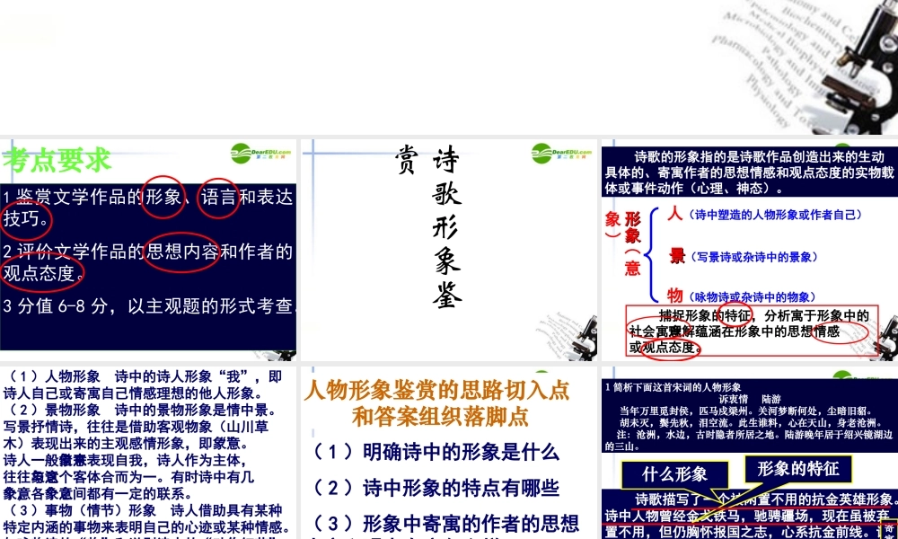 高考语文二轮复习 49古诗鉴赏的方法练习专题课件 苏教版 课件