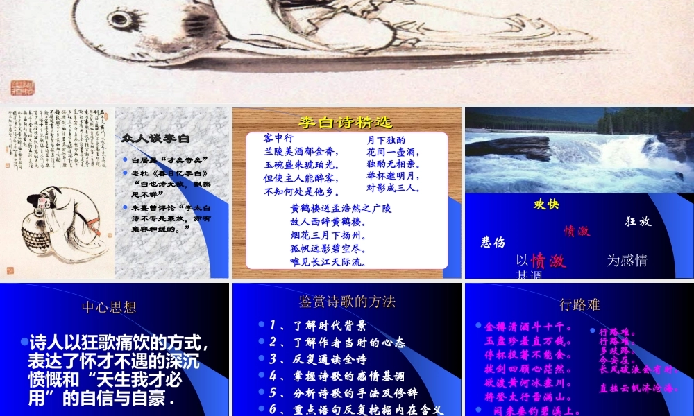 高中语文将进酒课件3 苏教版 选修1 课件