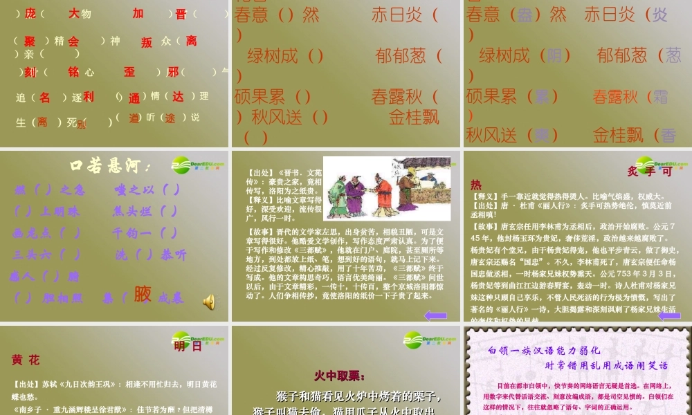 高考语文 成语-中华文化的微缩景观复习课件 新人教版 课件