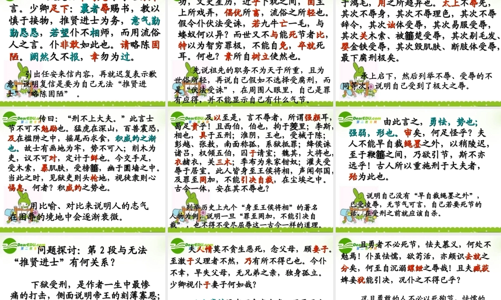 高中语文(报任安书)课件4 苏教版选修(史记选读) 课件