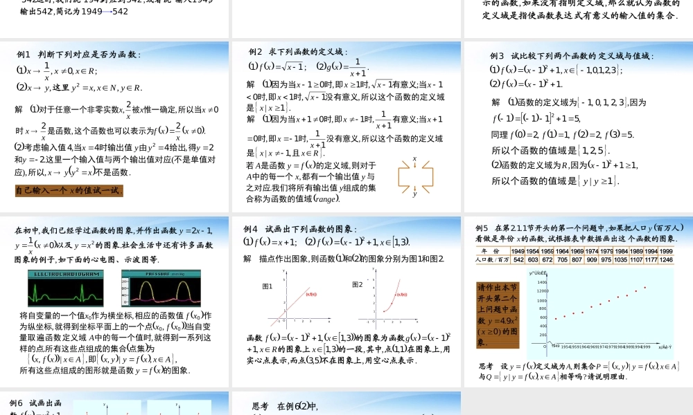 高中数学(函数的概念和图象)课件12 苏教版必修1 课件