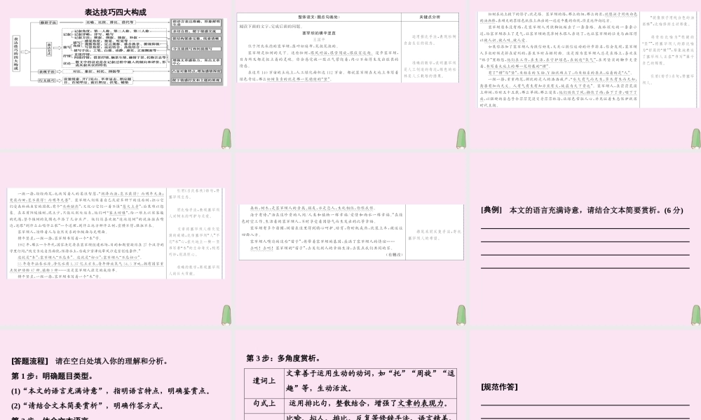 高考语文高分技巧二轮复习专题二抢分点四散文鉴赏的两个重点__手法与语言课件
