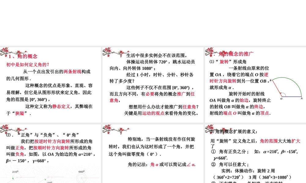 福建省福鼎市高二数学(任意角的概念)课件