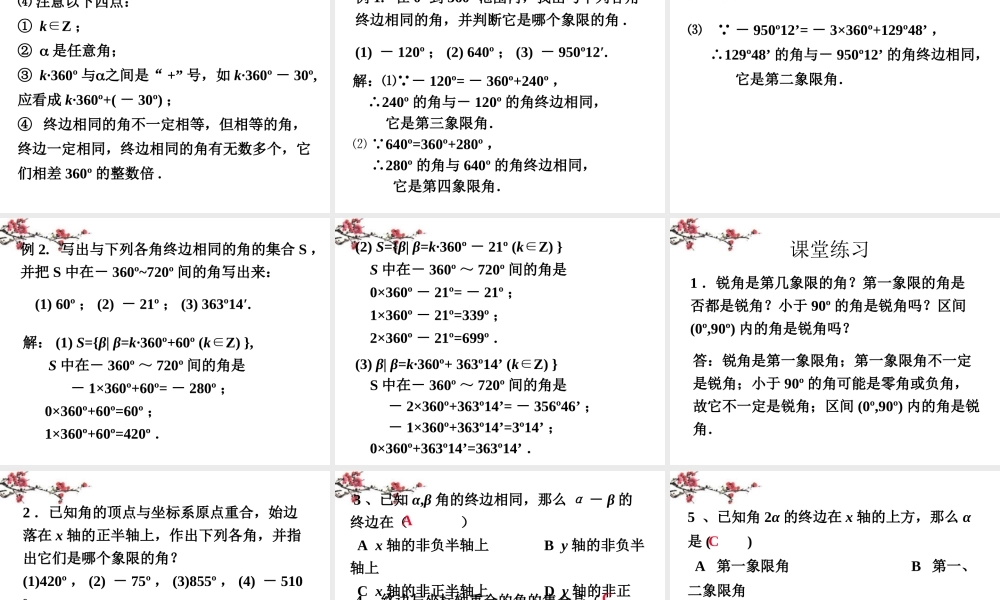 福建省福鼎市高二数学(任意角的概念)课件