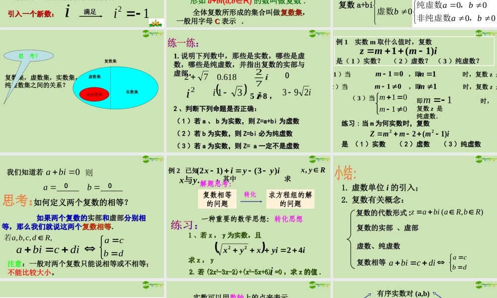 高中数学 311( 数系的扩充与复数的概念)课件 新人教A版选修1-2 课件