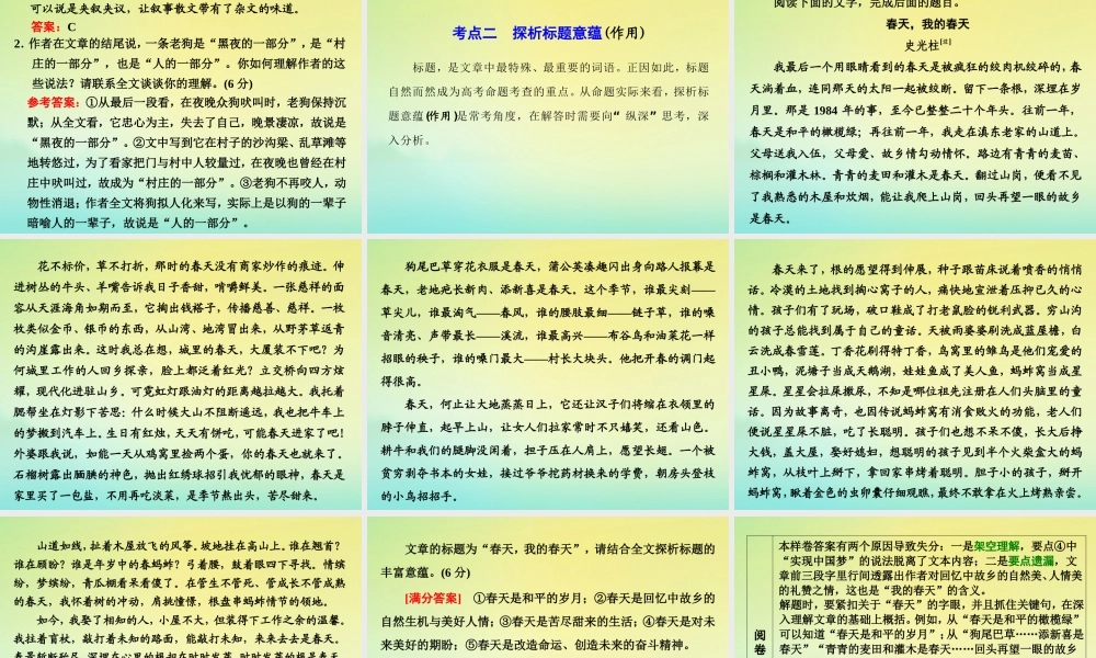 高三语文二轮复习专题四散文阅读第3讲课件