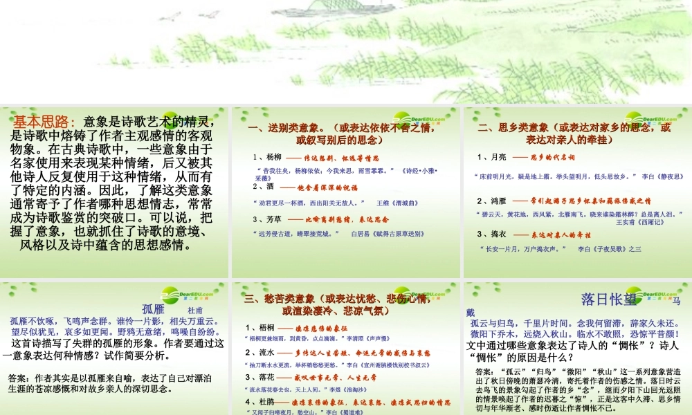 高考语文 古典诗歌常见意象鉴赏复习课件 新人教版 课件