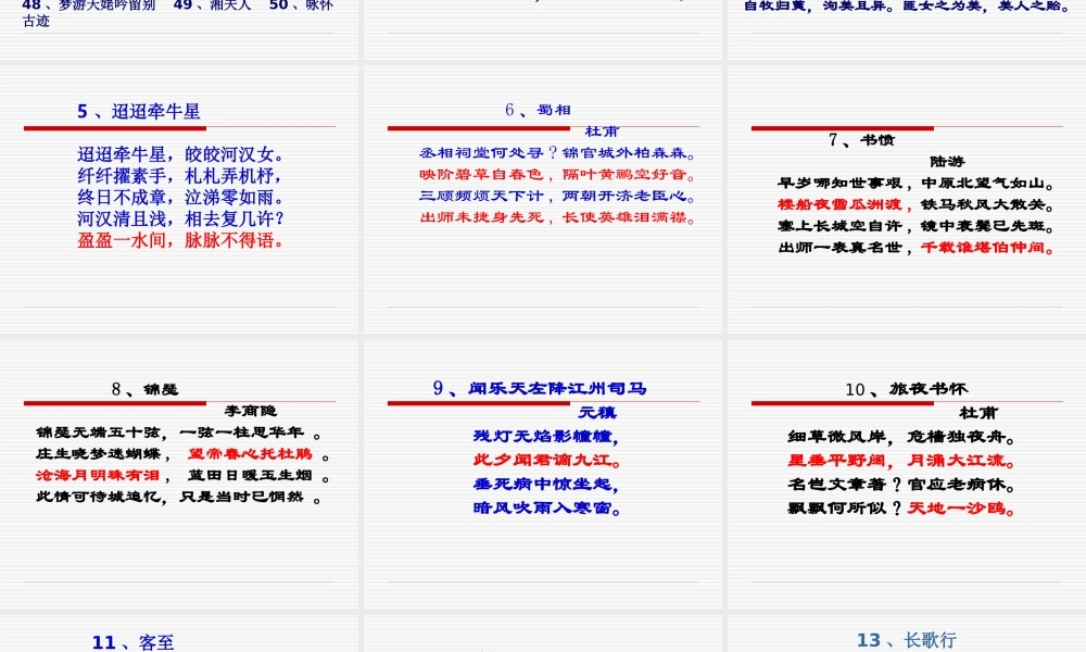高中语文必背五十首古诗0 课件