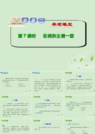 高考英语二轮复习 专题2 第7课时 名词和主谓一致精品课件 大纲人教版(贵州专用) 课件