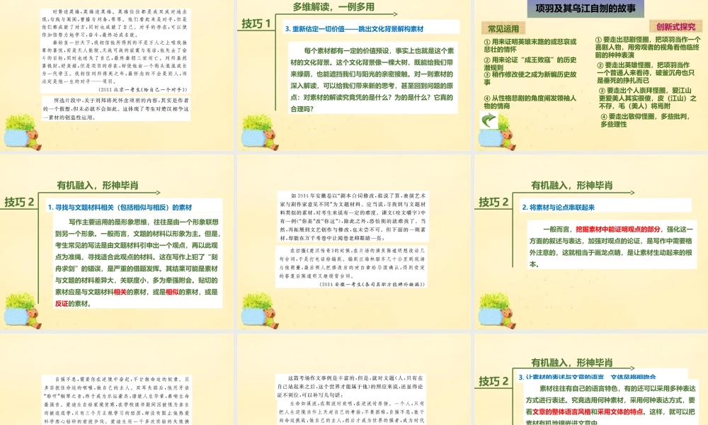 理想树600分考点700分考法高考语文二轮复习第4部分写作专题15选材用材点铁成金才可贵课件