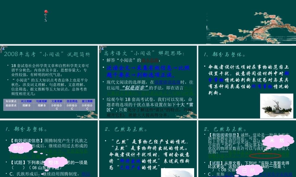 高三语文 现代文小阅读答题技巧课件