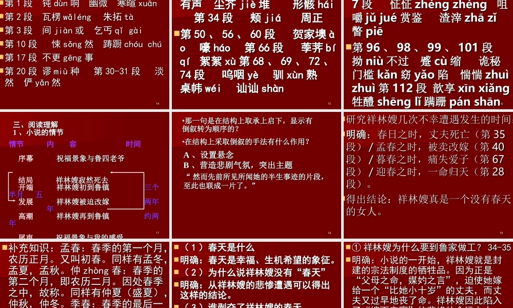 高中语文祝福ppt 课件