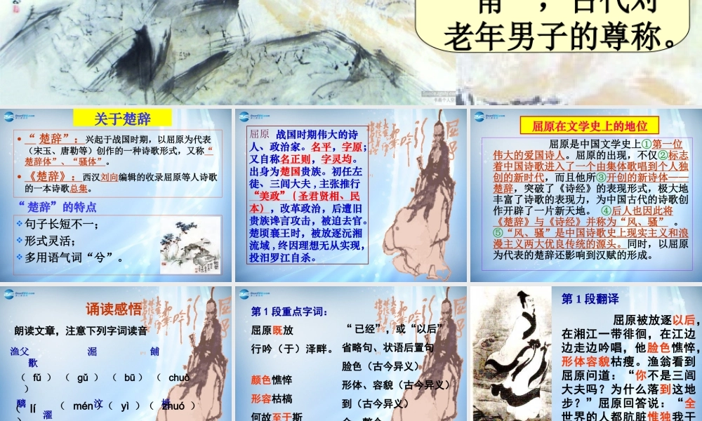 高中语文 第二专题(3 生存选择 渔父)课件 苏教版必修4 课件