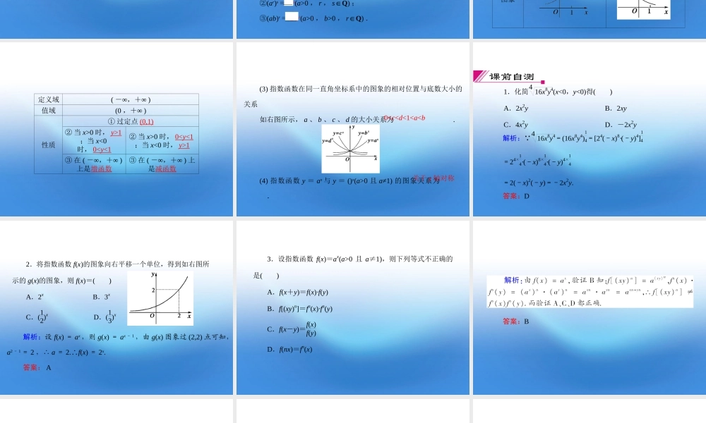 高考数学理一轮复习 2.5 指数与指数函数精品课件 新人教A版 课件