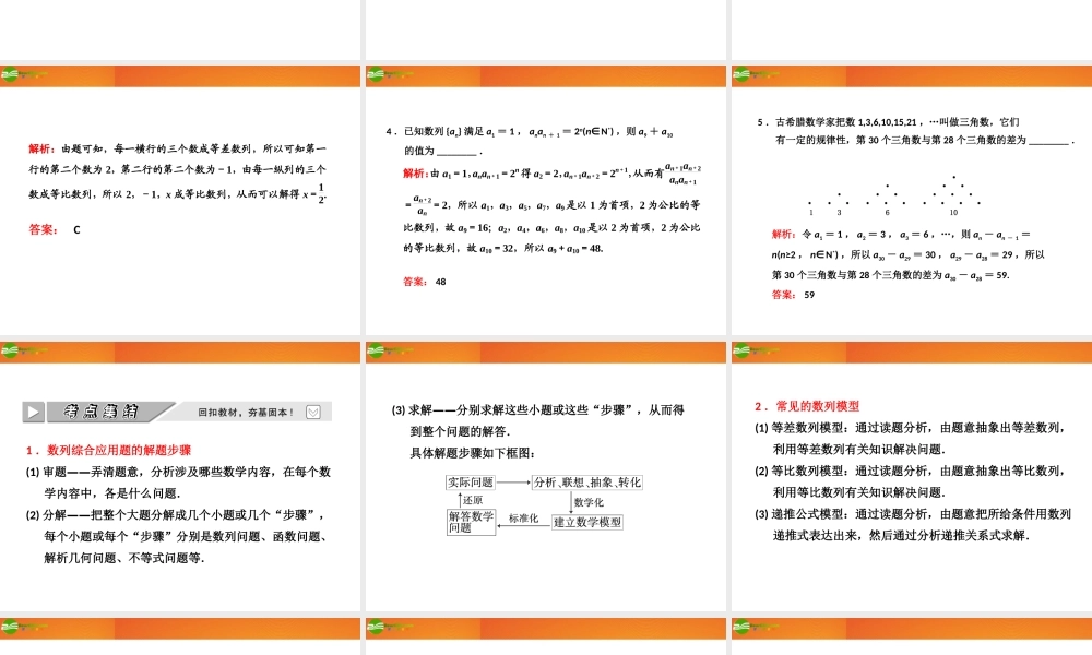 高考数学 第五章第五节 数列的综合应用课件 新人教A版 课件