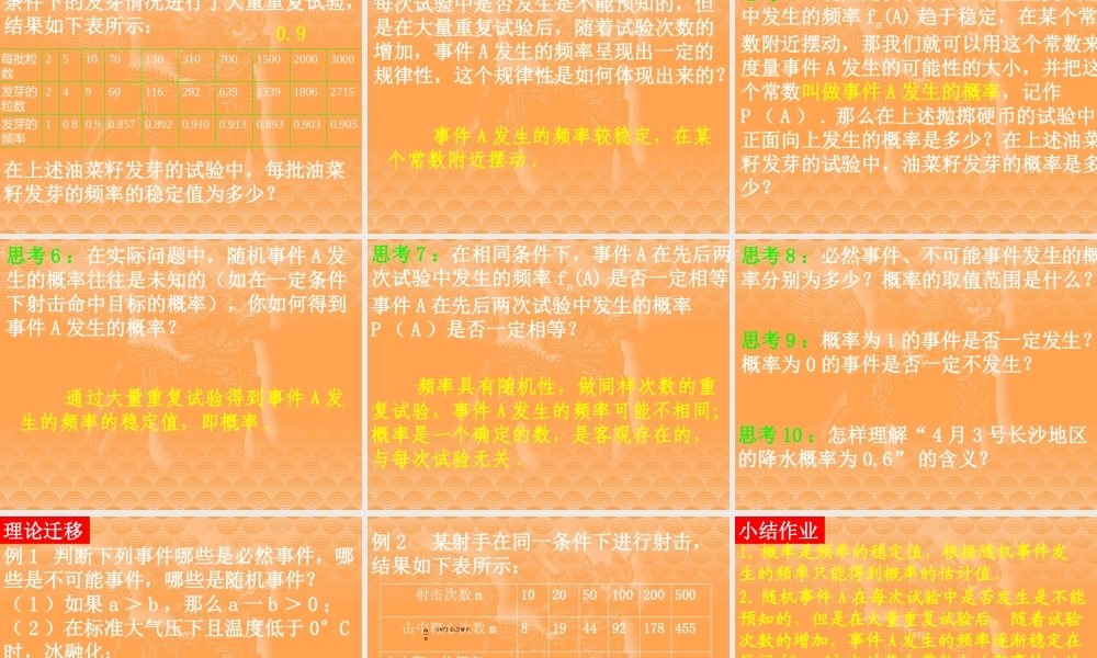 高二数学必修3 随机事件的概率1 课件