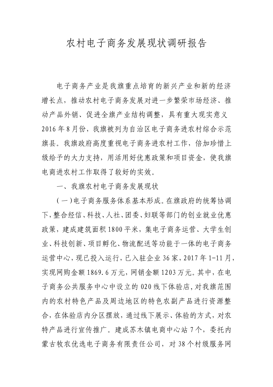 农村电子商务发展现状调研报告_第1页