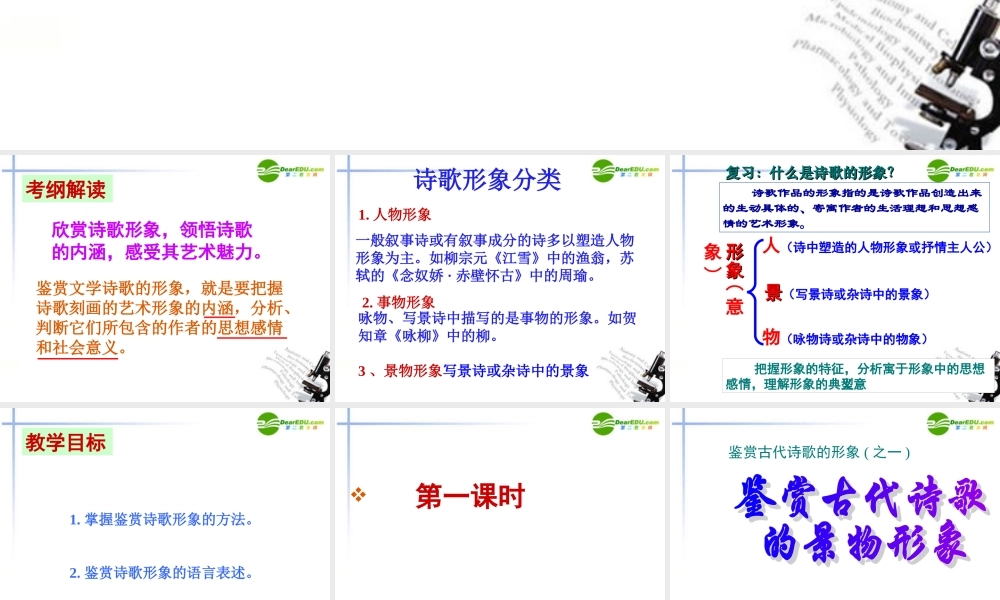 高考语文 鉴赏诗歌形象复习课件 新人教版 课件