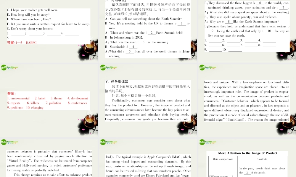 高中英语 课后强化作业二十五第五课时选做题(PPT)新人教版选修8 课件