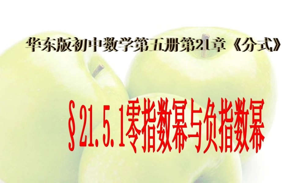 零指数幂与负整指数幂九年级数学 华东师大版 课件