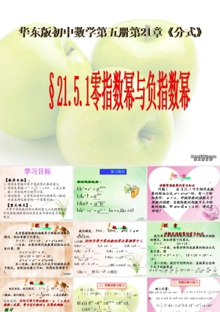 零指数幂与负整指数幂九年级数学 华东师大版 课件