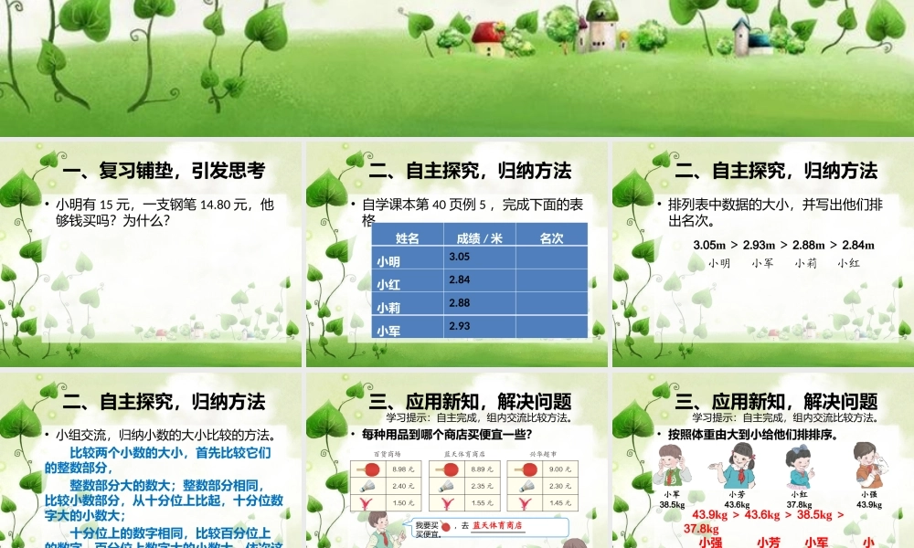人教2011版小学数学四年级小数的大小比较-(9)