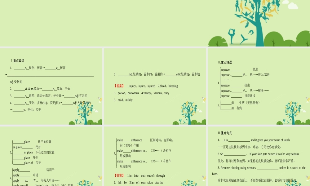 英语 Unit 5 First Aid单元尾 核心要点回扣课件 新人教版必修5 课件