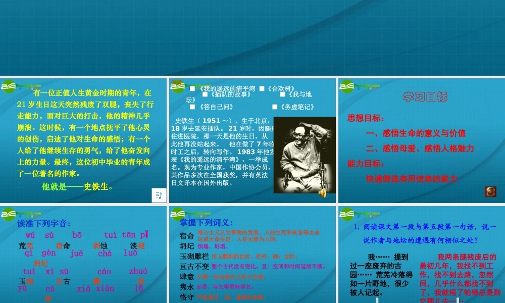 高中语文 (我与地坛)课件 苏教版版必修2 课件
