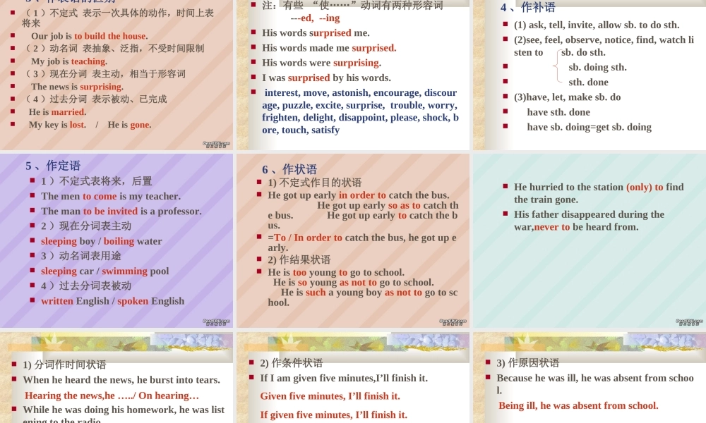 高三英语非谓语动词 新课标 人教版 课件