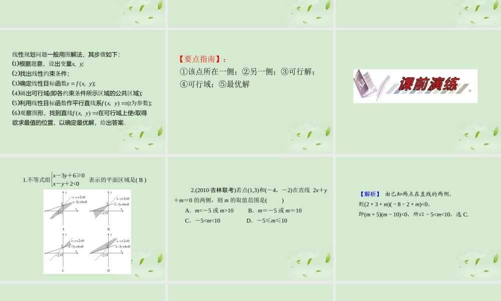 福建省高考数学一轮总复习 第41讲 简单的线性规划问题课件 文 新课标 课件