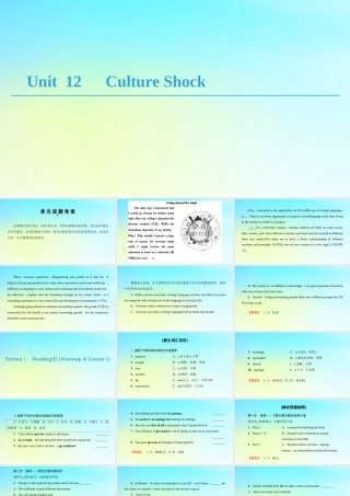 高中英语 Unit 12 Culture Shock Section Ⅰ ReadingⅠ Warm up  Lesson 1课件 北师大版必修4 课件