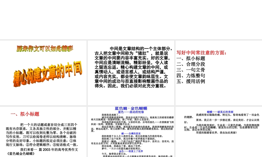 高中语文 写好作文宜四好之三 猪肚厚实篇课件 新人教版 课件