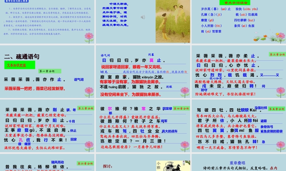 高中语文第2单元第4课采薇课件新人教版必修2 课件