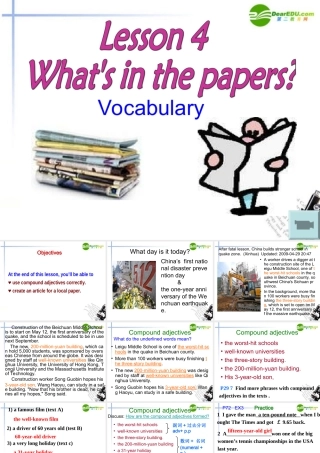 高中英语 Unit11 Lesson 4 What s in the papers -Vocabulary 课件 北师大版必修4 课件