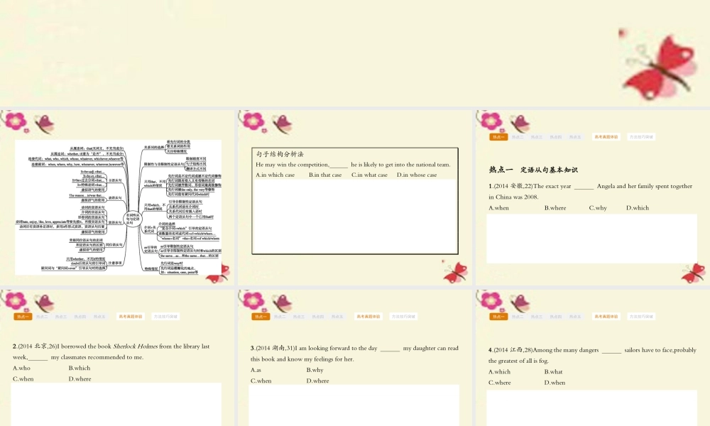 赢在高考高三英语二轮复习 专题九 名词性从句与定语从句课件