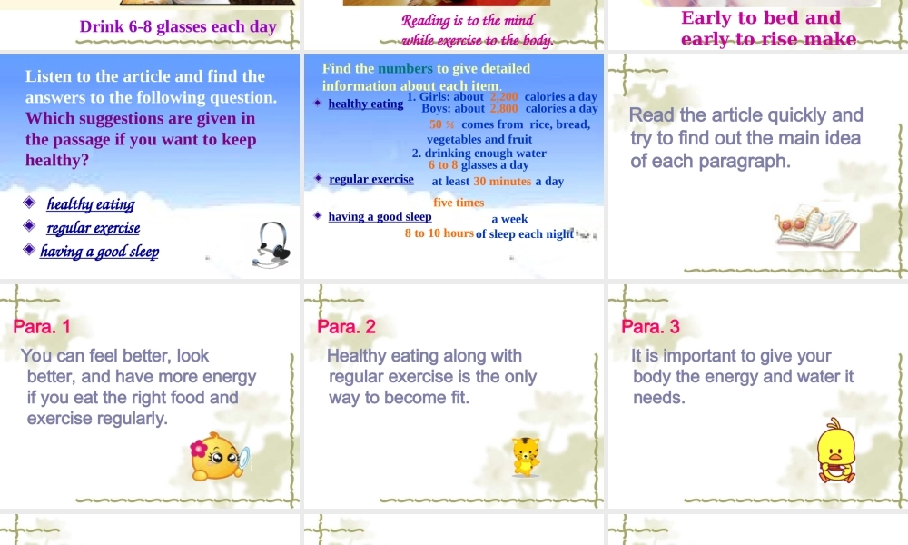 高中英语 Unit3 Looking good,feeling good-project课件牛津版必修一 课件