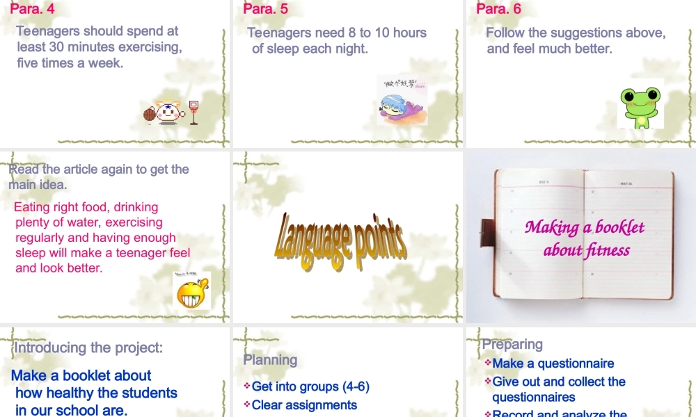 高中英语 Unit3 Looking good,feeling good-project课件牛津版必修一 课件