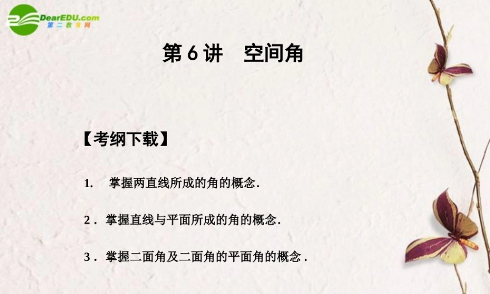 高三数学一轮复习 9.7 空间角课件 文 大纲人教版 课件