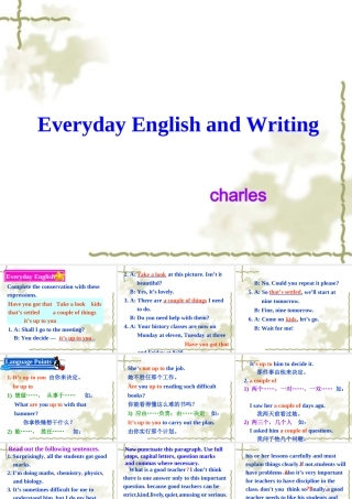 高中英语Module 2 My New Teachers Everyday English & writing课件