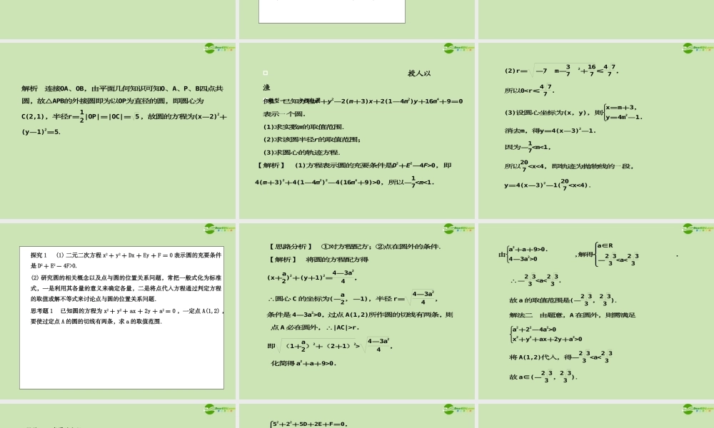 高考数学一轮复习 圆的方程调研课件 文 新人教A版 课件