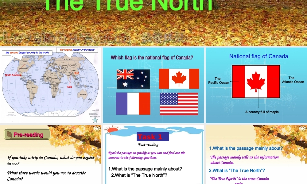 高中英语Unit5 Canada- The True North  课件1 新课标 人教版 必修3 课件