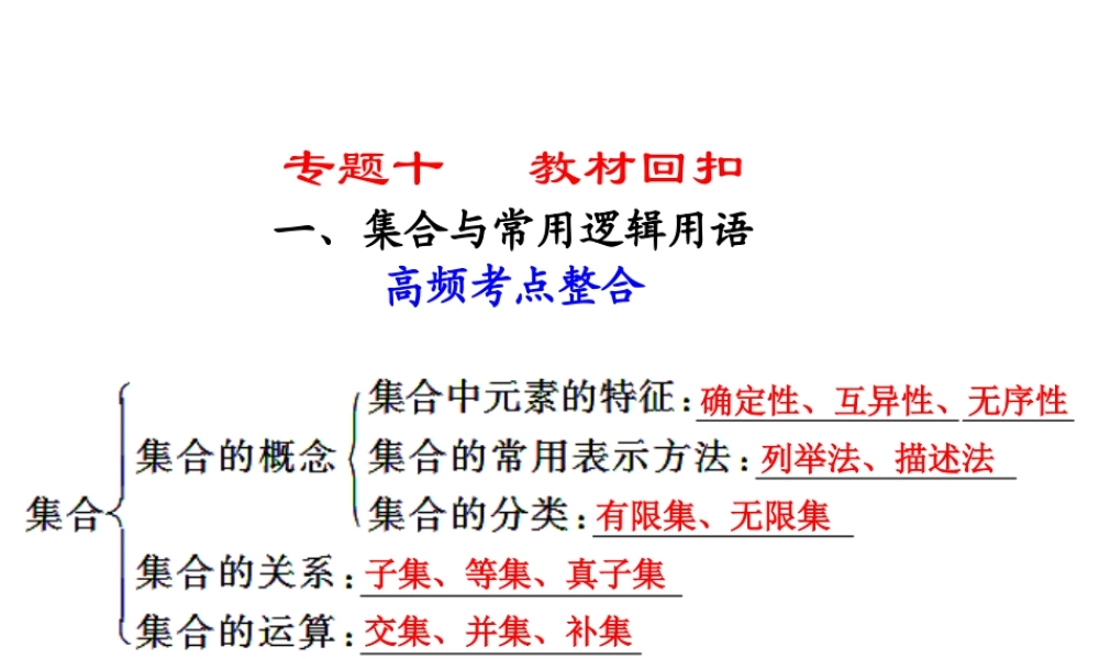 高考数学复习专题十第1讲 教材回扣课件 理 课件