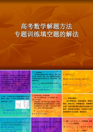 高考数学解题方法专题训练填空题的解法 人教版 试题