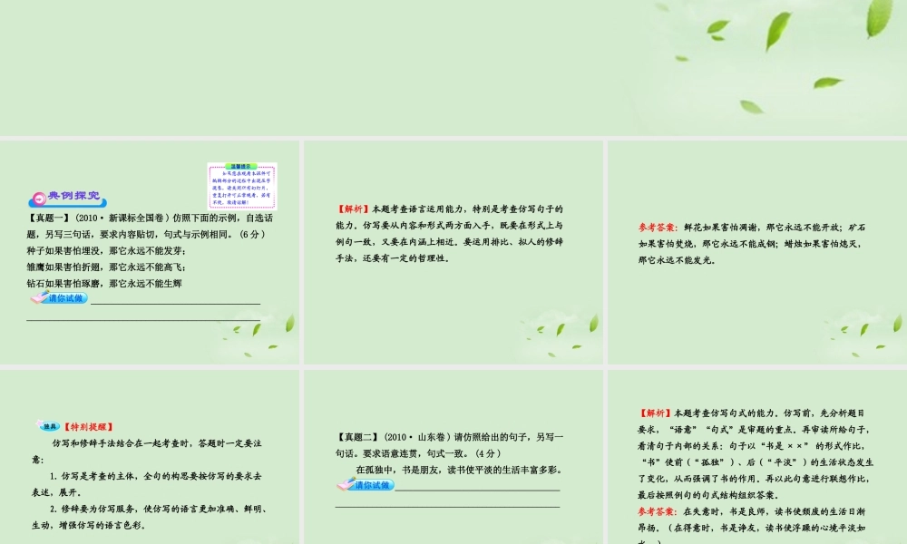 高考语文一轮复习 362 仿用句式 苏教版 试题