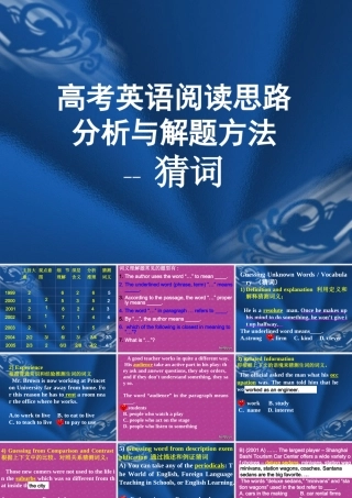 高三英语阅读思路与解题技巧 如何猜词 课件